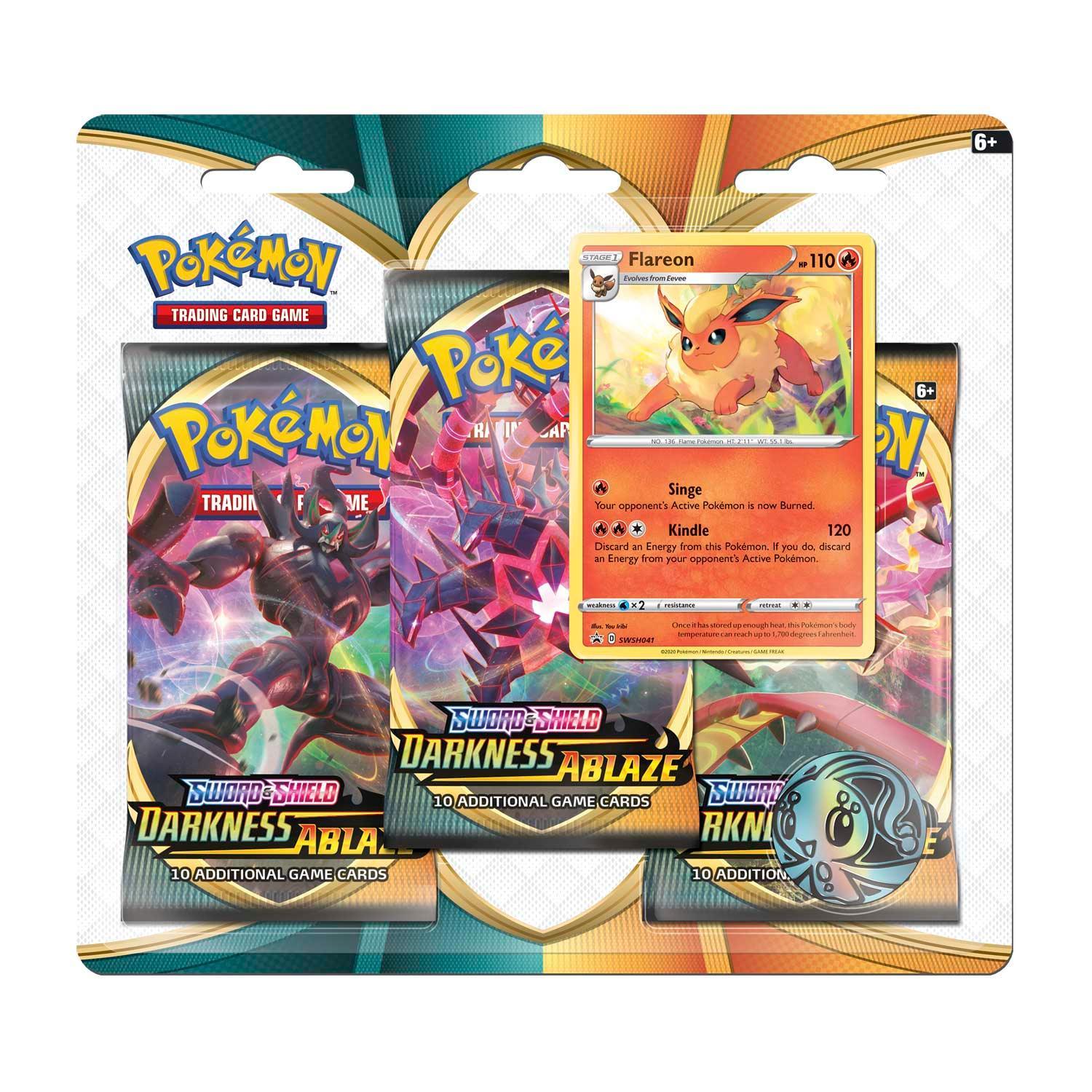 Pokemon: Sword & Shield Darkness Ablaze - 3 Pack Blister: Flareon | Romulus Games