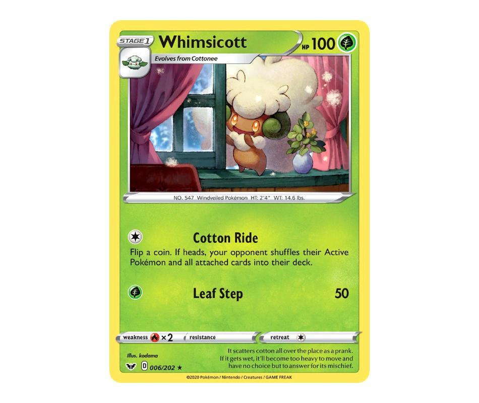 Pokemon TCG: Whimsicott 006/202 (Reverse Holo) - Sword & Shield Romulus Games Pokemon TCG: Whimsicott 006/202 (Reverse Holo) - Sword & Shield Romulus Games