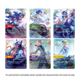 Riftbound Vendetta Crystal Rose SP chase cards featuring Kai'Sa, Sona, Ahri, Sett, Ezreal and Lux