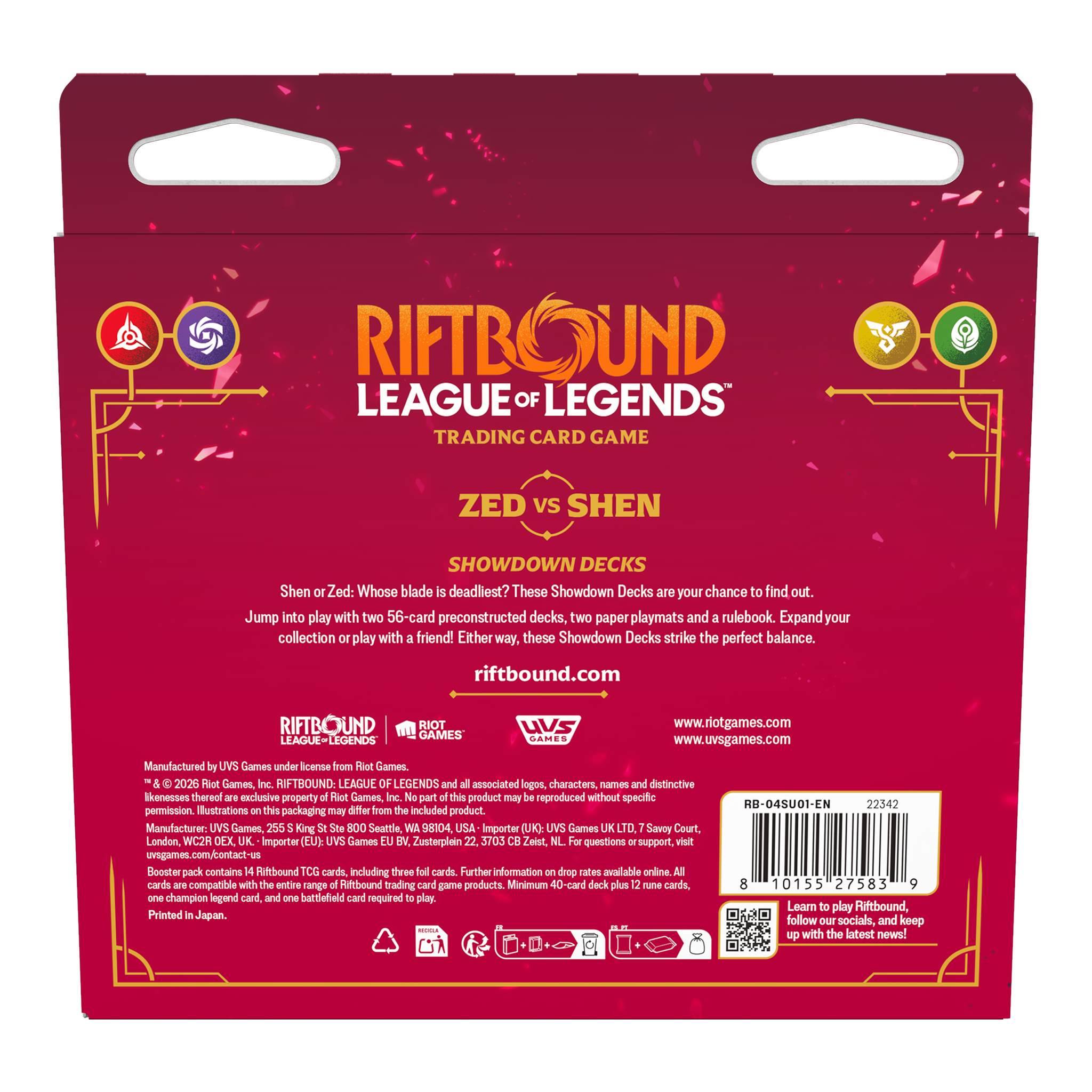 Riftbound Vendetta Showdown Decks Zed vs Shen back