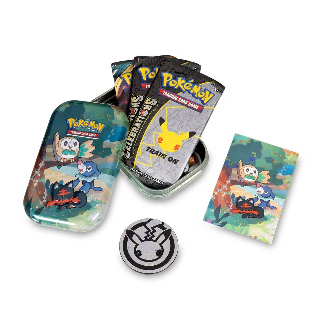 Pokemon: Celebrations - Mini Tin: Rowlet, Litten & Popplio | Romulus Games