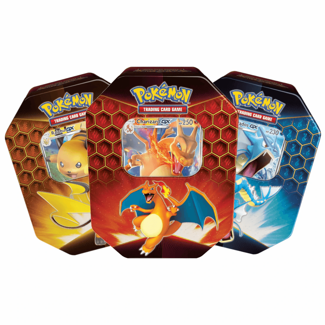 Pokemon: Hidden Fates - Tin: Charizard GX, Gyarados GX & Raichu GX (Set of 3) | Romulus Games