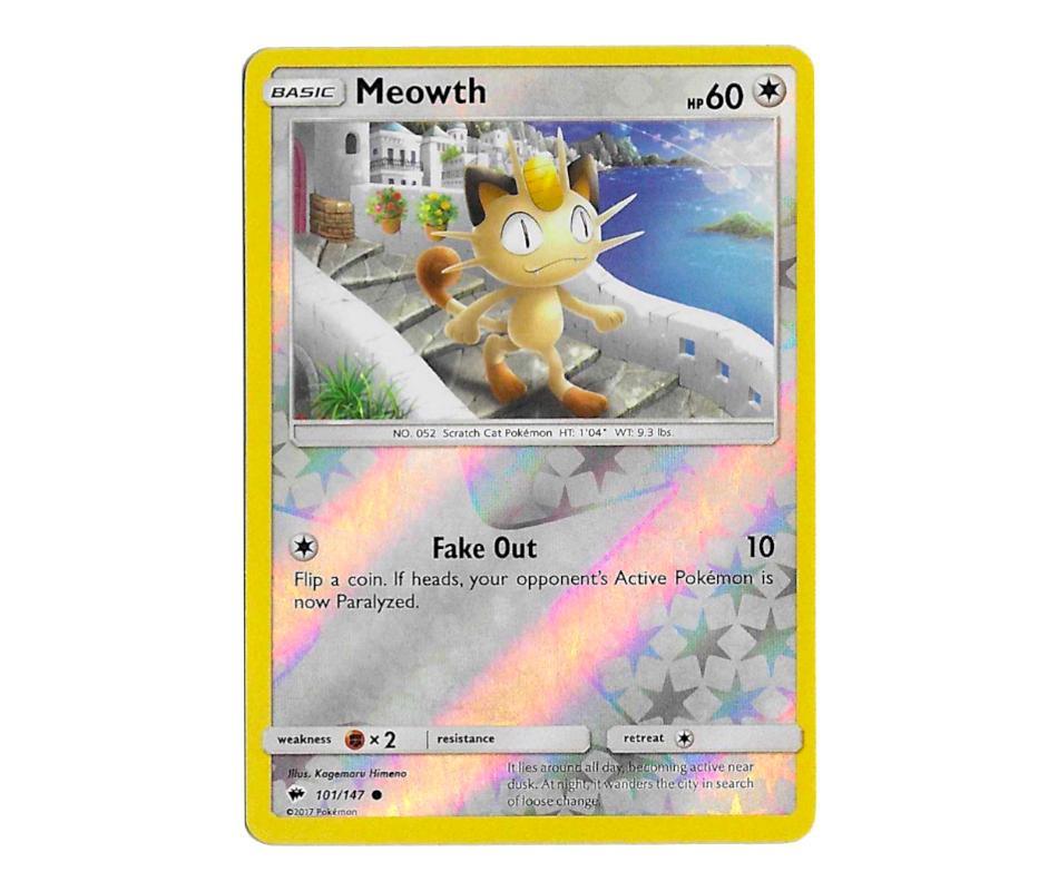 Pokemon: Meowth 101/147 (Reverse Holo) - Burning Shadows | Romulus Games