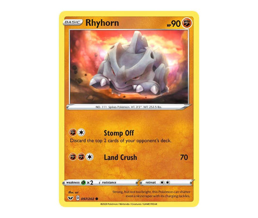 Pokemon: Rhyhorn 097/202 - Sword & Shield | Romulus Games