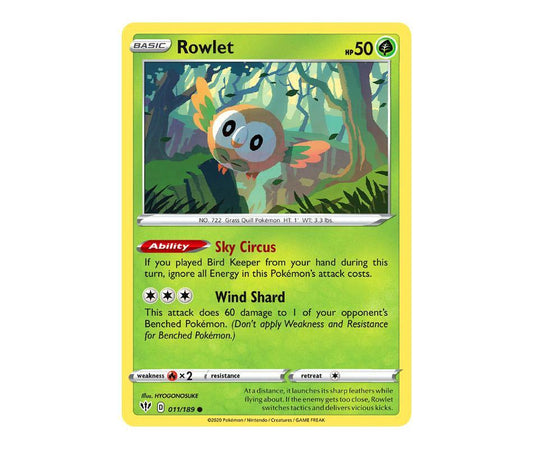 Pokemon: Rowlet 011/189 - Darkness Ablaze | Romulus Games