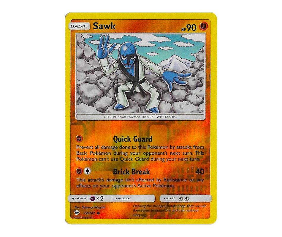 Pokemon: Sawk 72/147 (Reverse Holo) - Burning Shadows | Romulus Games