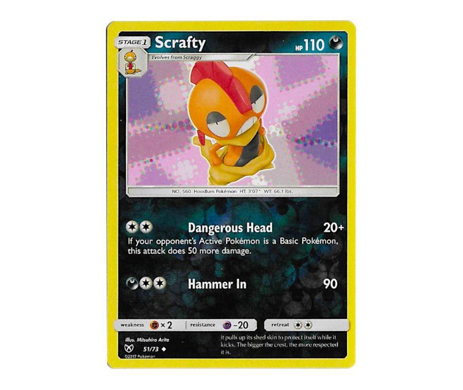 Pokemon: Scrafty 51/73 (Reverse Holo) - Shining Legends | Romulus Games