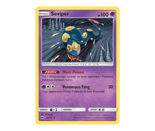 Pokemon: Seviper 50/147 - Burning Shadows | Romulus Games