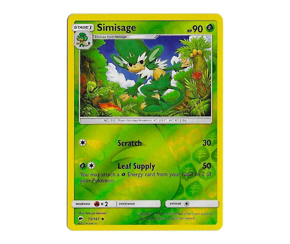 Pokemon: Simisage 13/147 (Reverse Holo) - Burning Shadows | Romulus Games