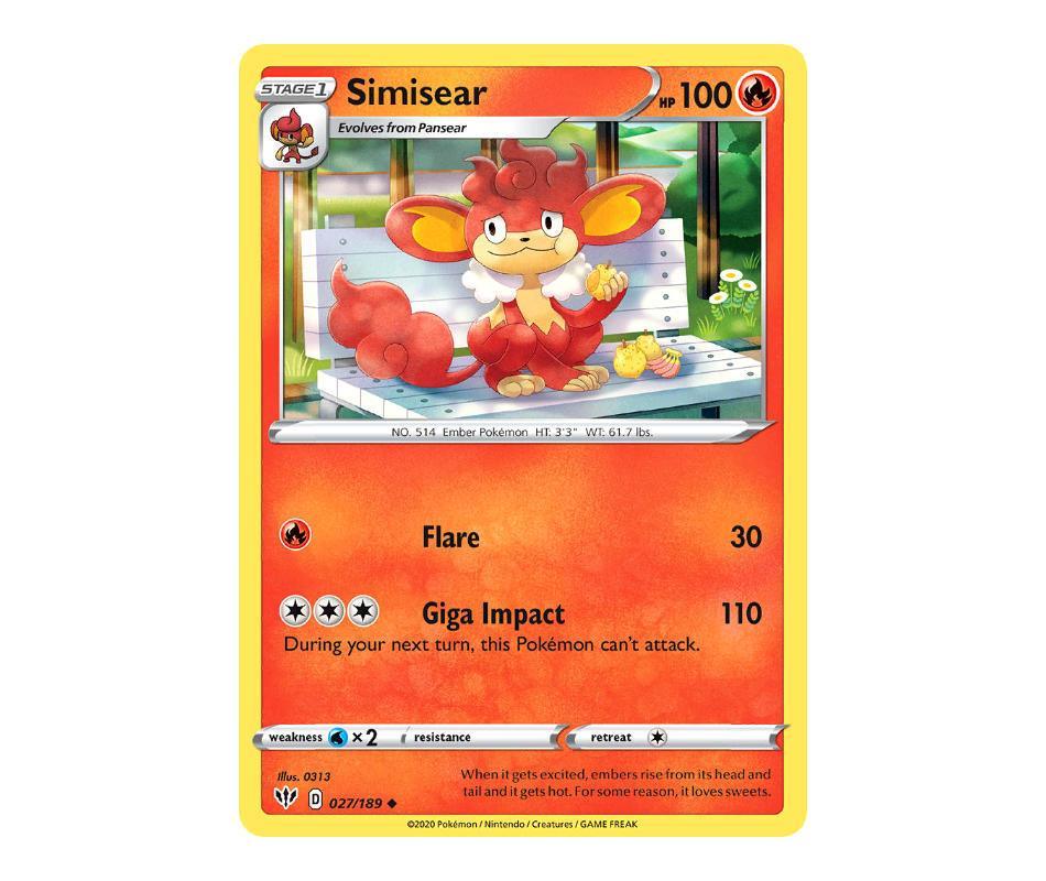 Pokemon: Simisear 027/189 - Darkness Ablaze | Romulus Games