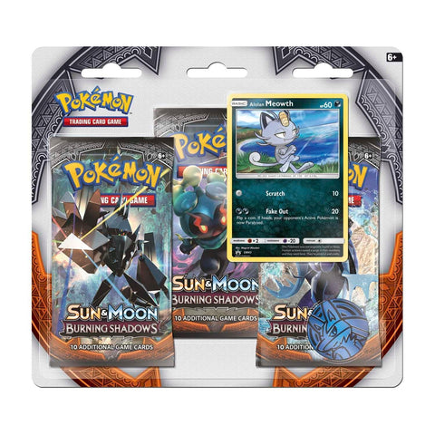 Pokemon: Sun & Moon Burning Shadows - 3 Pack Blister: Alolan Meowth | Romulus Games