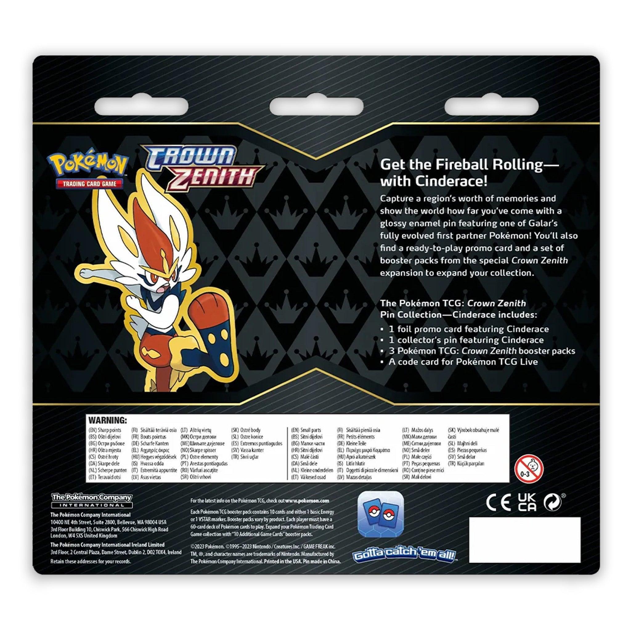 Pokemon: Sword & Shield Crown Zenith - Pin Collection: Cinderace | Romulus Games
