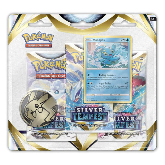 Pokemon: Sword & Shield Silver Tempest - 3 Pack Blister: Manaphy | Romulus Games