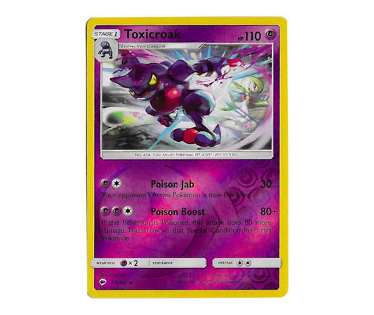 Pokemon: Toxicroak 55/147 (Reverse Holo) - Burning Shadows | Romulus Games