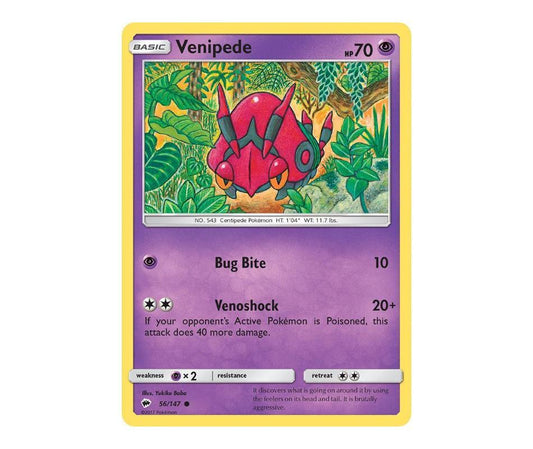 Pokemon: Venipede 56/147 - Burning Shadows | Romulus Games