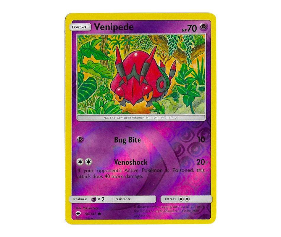 Pokemon: Venipede 56/147 (Reverse Holo) - Burning Shadows | Romulus Games